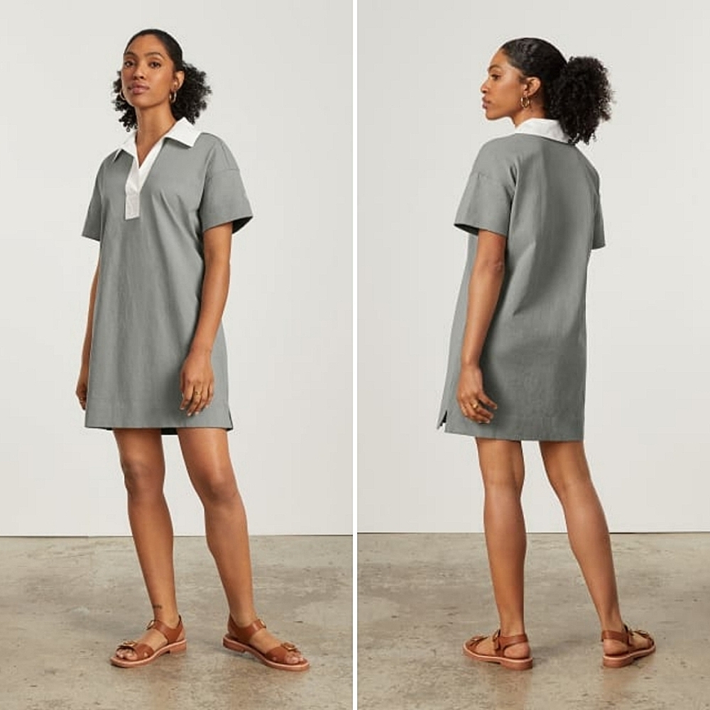 Everlane Sage Green Collared Shirt Mini Dress
